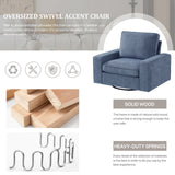 12x INGALIK Swivel Accent Chair, 40.2"W Oversize Chenille Accent Armchair with Storage Bag, Modern Comfortable Chair for Living Room, Bedroom, Blue