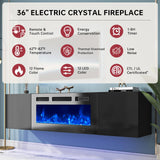 Oneinmil Floating TV Stand with 36" Electric Fireplace, Wall Mounted Fireplace Entertainment Center with Storage for TVs Up to 80", Adjustable Partition, Black/White (All Black)