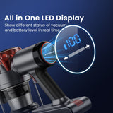 Cordless Vacuum Cleaner, 350W 35Kpa Powerful Stick Vacuum, with LED Display Free-Standing Vacuum Cleaners for Home Pet Hair Carpet Hard Floor S3 (Red)