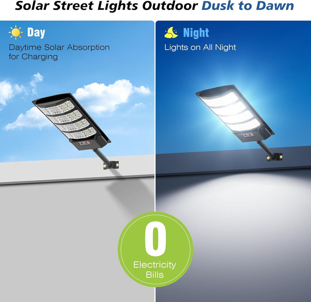 Solar Powered Outdoor Lights Solar Lights Solar Street Lights Pole Barn Commercial Parking Lot Lights Outdoor Dusk to Dawn Solar Security Flood Light Motion Sensor Remote Control Led Lamp