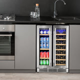Simzlife Wine and Beverage Refrigerator, Wine Cooler- 20 Bottles&60 Cans, Built-in/Freestanding Dual Zone Wine Fridge with Glass Door, Removable Shelves for Home/Bar/Office
