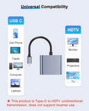 Duomigo USB C Dual HDTV Adapter, 2 Monitor Splitter, USB C Hub for Dual HDTV Docking Station for Laptops and Monitors