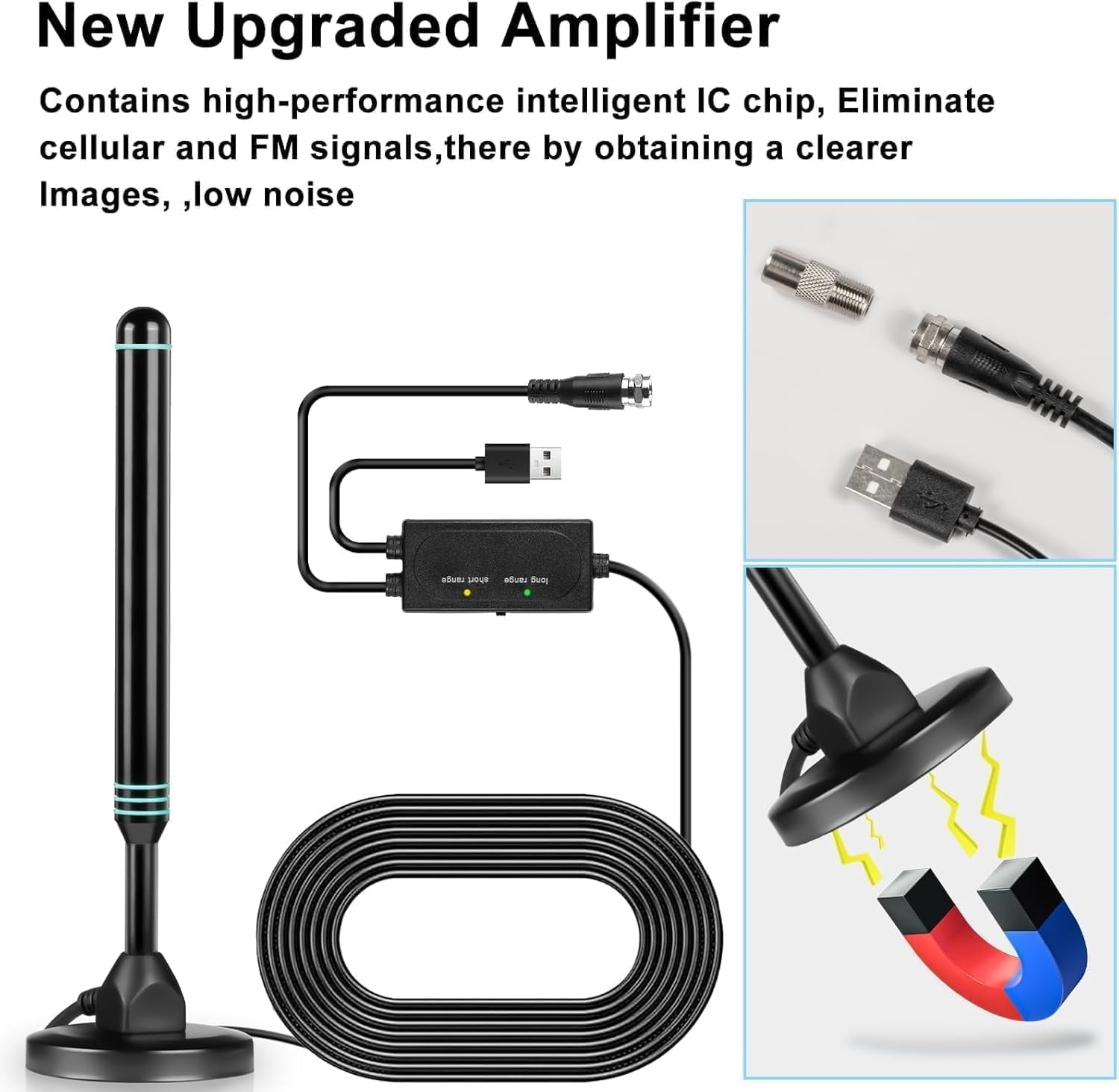 TV Antennas for Smart TV Indoor HD Digital New Antenna Long Range Reception Outdoor with Amplifier Signal Booster for Local Channels Supports 4K 1000+Mile range for Free Channels