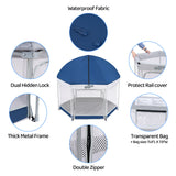 Pamo Babe Unisex Premium Indoor and Outdoor Baby Playpen - Portable, Lightweight, Toddler Play Yard With Canopy and Travel Bag - Blue