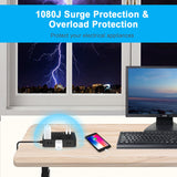 BOHASHIN Power Strip Surge Protector with USB, 4 ft long Extension Cord for 6 Widely Spaced Outlets with 4 USB Fast Charge USB Charging Ports(Black)