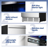 Simzlife 4.9 Cu.ft. Double Drawer Undercounter Freestanding Stainless Steel Beverage Refrigerator,24.61 in W, 34.25 in H