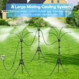Tensea Upgrade Standing Misters for Outside Patio, Adjustable 5.25ft Misting Cooling System with 32.8ft Water Mist Line, Portable Outdoor Misting System with Flexible Spray Tube for Lawn,BBQ,Pet,Kids