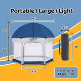 Pamo Babe Unisex Premium Indoor and Outdoor Baby Playpen - Portable, Lightweight, Toddler Play Yard With Canopy and Travel Bag - Blue