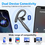 2025 New Bluetooth Headset V5.3, 100H Talk Handsfree Wireless Headset with Dual ENC Noise Canceling Mic Mute, Single Ear Headsets IP7 Waterproof, In Ear Earpiece for Driving/Office/Business