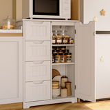 33'' Small Kitchen Pantry Storage Cabinet with 4 Drawers 3 Shelves and 1 Door, Noelse Wooden Bathroom Storage Cabinet for Kitchen Dining Room