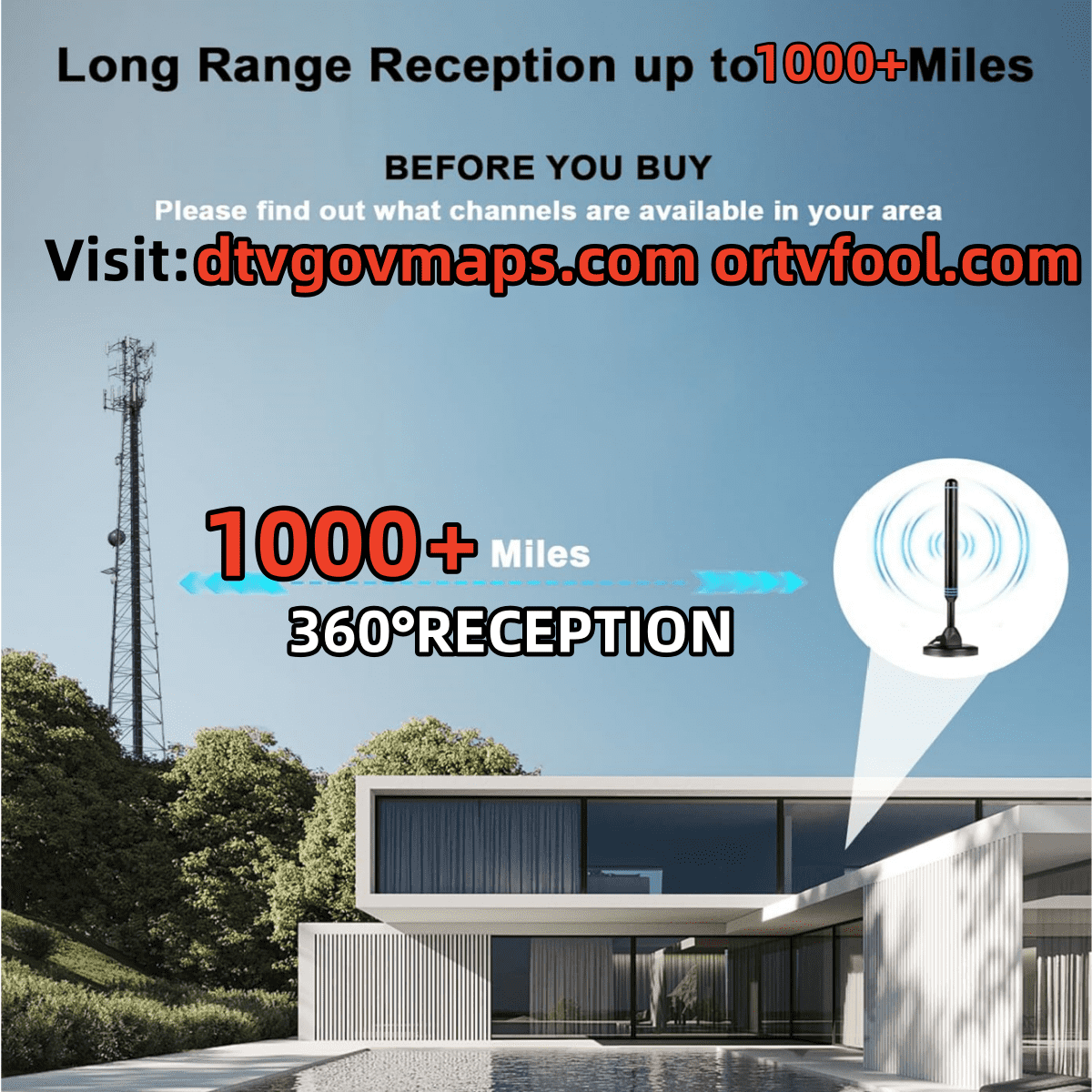 TV Antennas for Smart TV Indoor HD Digital New Antenna Long Range Reception Outdoor with Amplifier Signal Booster for Local Channels Supports 4K 1000+Mile range for Free Channels