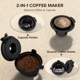 Auseo 2.0 1200W Single Serve Coffee Maker for K-Cup Pod and Ground Coffee Compatibility, Fast Heating, 40oz Removable Water Reservoir, Black for Home/Office/RV