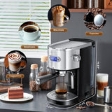 Auseo 20 Bar Semi-Automatic Coffee Maker, Espresso Machine, Steam Milk Foam for Home/Office/Cafe, Black