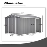 LZBEITEM 8'x12' Outdoor Metal Storage Shed with Floor Frame, Galvanized Steel Garden Shed, Metal Garden Tool Shed with Double Lockable Doors for Backyard Patio Lawn, Gray