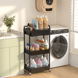 3-Tier Rolling Utility Cart with Drawer & Wheels, Multifunctional Storage Organizer Cart for Kitchen,Bathroom,Living Room,Office, Black