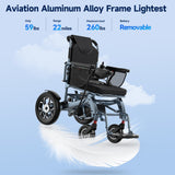 SACVON Lightweight Electric Wheelchair for Adults,Only 56 Lbs All Terrain Motorized Wheelchair,22 Miles Long Travel Range,2 Storage Bags