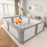 Baby Playpen,73.6x61 Inch Baby Gate Foldable Playpens for Babies and Toddlers,Extra Large Baby Fence Playpen with Door Play Yard for Indoor and Outdoor Play Pen,Light Gray
