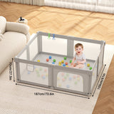 Baby Playpen,73.6x61 Inch Baby Gate Foldable Playpens for Babies and Toddlers,Extra Large Baby Fence Playpen with Door Play Yard for Indoor and Outdoor Play Pen,Light Gray
