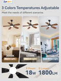 Zardon 42-inch Ceiling Fan with Light - Remote Control, 6-Speed, Black for Indoor Use