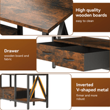 Behost TV Stand for 65 Inch, Dresser TV Stand with 2 Large Dresser Drawers, Entertainment Center with 3 Open Storage Shelf, Rustic Brown, Medium