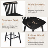 Dycanpo 24'' Wooden Windsor Counter Height Chairs Set of 3, Farmhouse Kitchen Stools with Back,Black