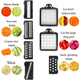 YUOFD Vegetable Chopper, 15-in-1 Food Choppers for Kitchen with 7 Stainless Steel Blades, Black