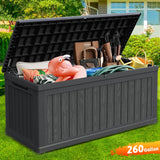 CIRUI 260 Gallon Outdoor Storage Box with Lockable Lid, Extra Large Waterproof Patio Resin Deck Box with 1000lbs Surface Loading, Home Storage Box for Patio, Cushions,Toys, Black