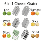 YUOFD Rotary Cheese Grater, Handheld Cheese Shredder with 6 Blades, Vegetable Slicing, Shredding and Dicing Tools