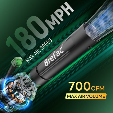 Brefac Leaf Blower 40V 700CFM 180MPH, Brushless Motor with 2 X 4.0Ah Batteries and Fast Charger