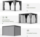 Aoxun 10' x 12' Louvered Pergola, Outdoor Aluminum Pergola with Adjustable Top for Decks, Gardens and Backyards, Gray