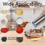 YUOFD Electric Pepper Grinder 2PCS, Electric Salt and Pepper Grinder Set with Battery, Gravity Sensing Automatic Grinding, Silver