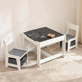 4-in-1 Kids Table and Chairs Set with Removable Tabletop Storage & Bookshelf, Toddler Table and Chair Set for Playroom Kids Room or Living Room, Gray