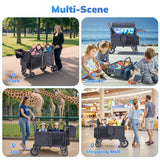 SACVON Toddler Stroller Wagon for 4 Kids with Cooler Bag,Parent Organizer,5-Point Harnesses,Black