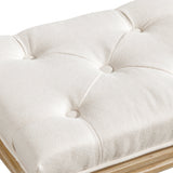 Dycanpo 16'' Upholstered Makeup Vanity Chair,Vintage Foot Stool,Beige and Wood