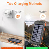 38800mAh Super Capacity Solar Charger with 2 LED Light Flashlight & Compass for Indoor Outdoor Camping Hiking, Portable Power Bank with 3-Outputs for iPhone/iPad/Android Phones-Orange