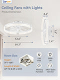 Zardon 20" Flush Mount Ceiling Fan with Light–6-Speed Remote, 3CCT Dimmable LED, Ultra-Quiet for Bedrooms & Low Ceilings - White