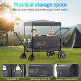 SACVON All-Terrain Stroller Wagon for Toddlers with Canopy, Parent Organizer, Adjustable Handlebar, 2 Cup Holders