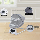 Pamo Babe Unisex Baby Swing for Newborns,5 Speeds with Remote Control,Canopy,Mosquito Net(Grey)