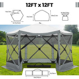 SANOPY 12x12 Portable Screen House Room Pop up Gazebo Outdoor Camping Tent with Carry Bag
