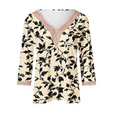 Xdegoge Womens 3/4 Sleeve T Shirts Floral V Neck T Shirts Tunic Fit Business Casual Tops Trendy Summer Tops 2025 Y2K Cute Boho Shirts Orders Placed By Me ofertas En Walmart Beige M