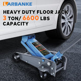 3-Ton Low-Profile Hydraulic Floor Jack - Aluminum Steel Car Jack w/Wheels 5.31"-18.11" Lift for Sedans/SUVs/Trucks