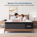Duchessz Queen Mattress 14 Inch Hybrid Mattress In a Box EuroTop with Gel Memory Foam and Individually Pocket Innerspring Support for Motion Isolation Edge