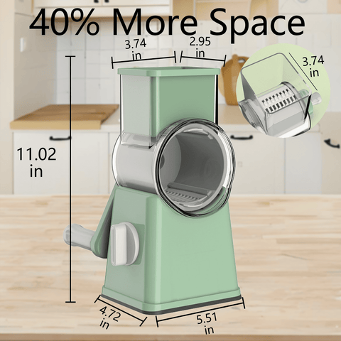 YUOFD Rotary Cheese Grater, Handheld Cheese Shredder with 6 Blades, Vegetable Slicing, Shredding and Dicing Tools