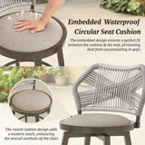 Dycanpo 26' Outdoor Bar Stools,Swivel Counter Height Stools Set of 4 with Woven Backrest&Footrest,Beige