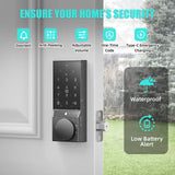 SANOPY Security Smart Doors Lock,Keyless Entry Door Lock with Doorbell, App Control, Electronic Digital Keyless Door Lock, Ease of Use, Home Security, Auto Lock, Black