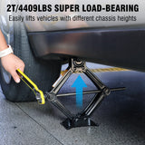 Scissor Jack for Cars - 2 Ton Car Jack with 3.9" to 15.2" Lifting Range, Includes Ratchet Handle and Hand Crank