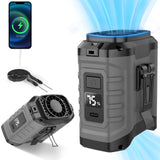 Aiychen 10000mAh Clip-On Neck/Waist Fan - 50H Cooling, 5 Speeds, Wearable Hands-Free Fan & Power Bank for Outdoor, Travel, Camping (Gray)